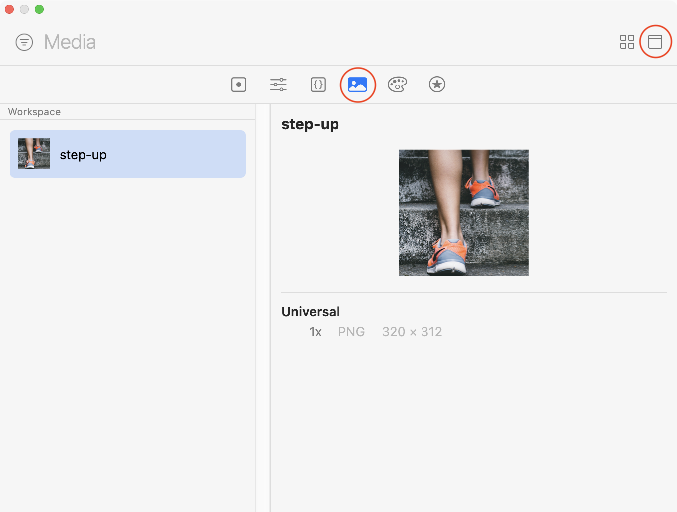 Add image from Xcode media library.