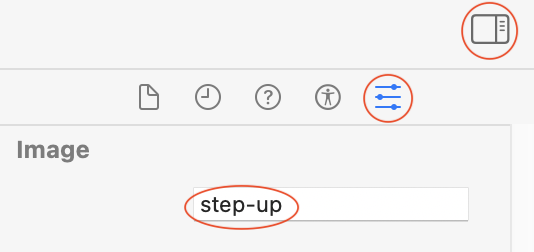 Open Attributes inspector in the inspector panel.