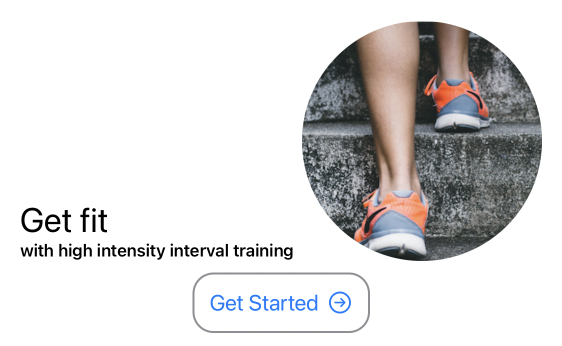 Welcome view Get Started button with border