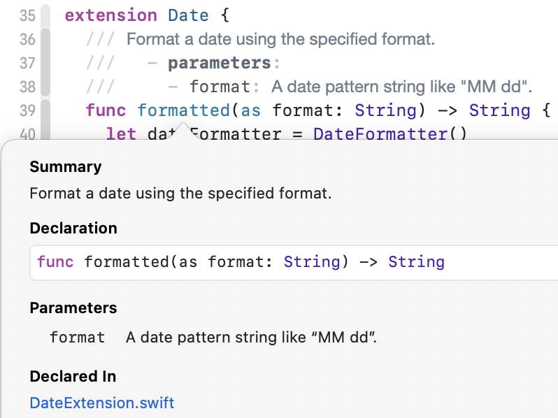 DIY Quick Help documentation comment